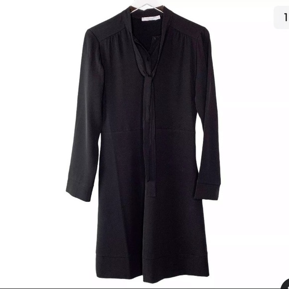 vanessa zani Dresses & Skirts - Vanessa Zani Long Sleeve Tie Neck Dress Sz Medium Buttons Hidden zipper …